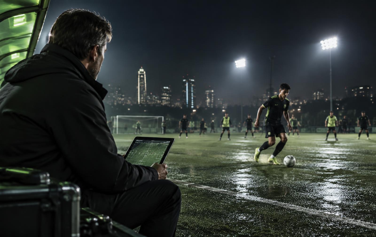 Recruiter watching an athlete on the field